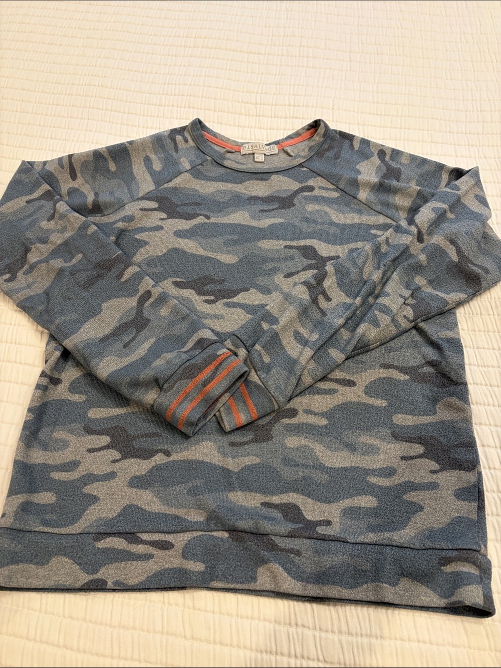 PJ Salvage Camo Long Sleeve Top, size XS